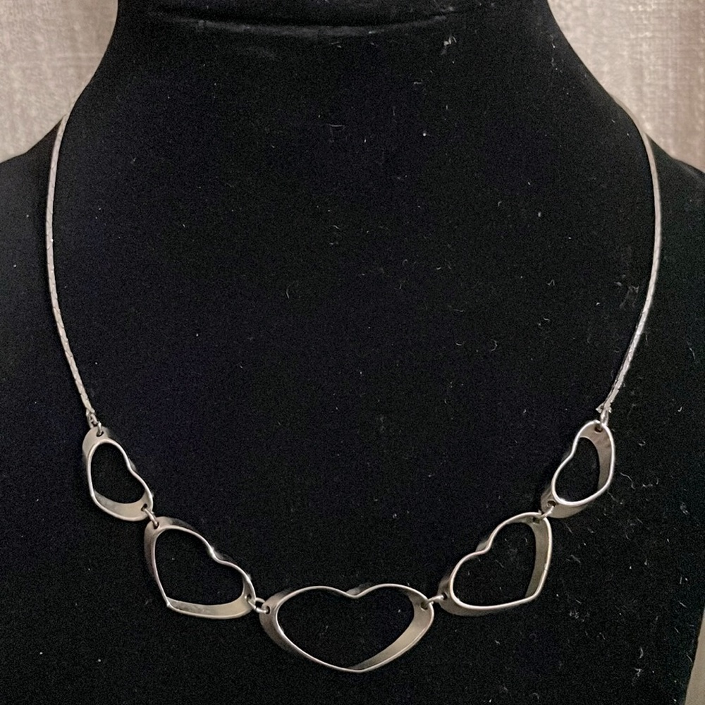 Necklace silver tone signed Korea